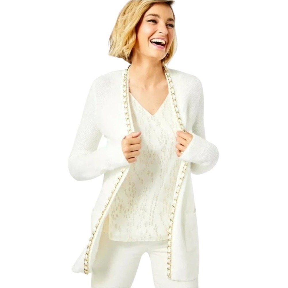 Lilly Pulitzer Valinda Cardigan –‎ Coconut – Gold Chain Trim XS